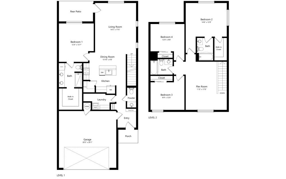 D2 Townhome - Cypress - 2D Floor Plan