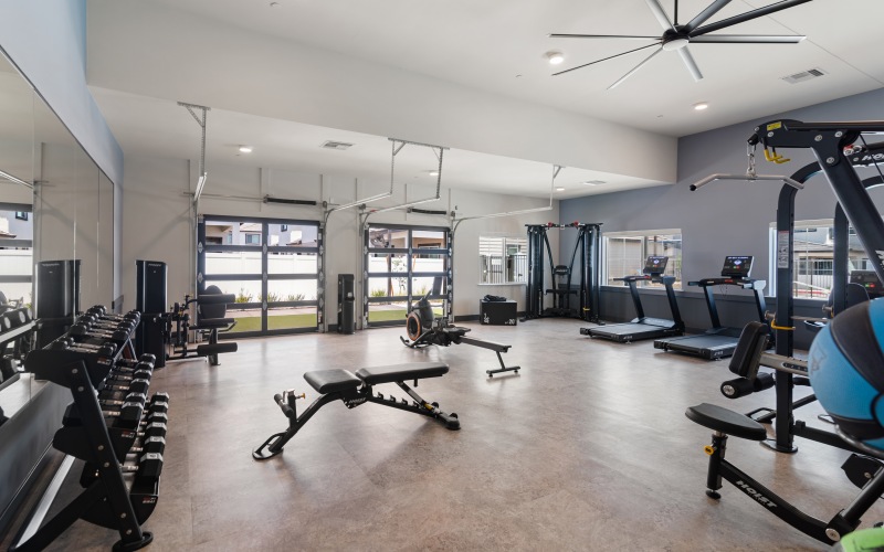 fitness center with weights