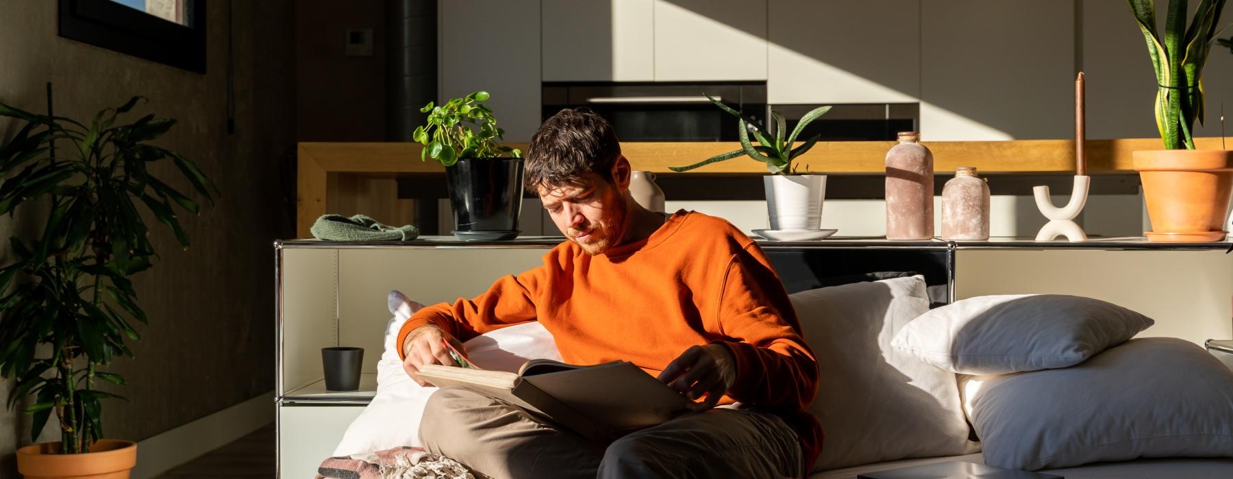 a man sitting on a couch